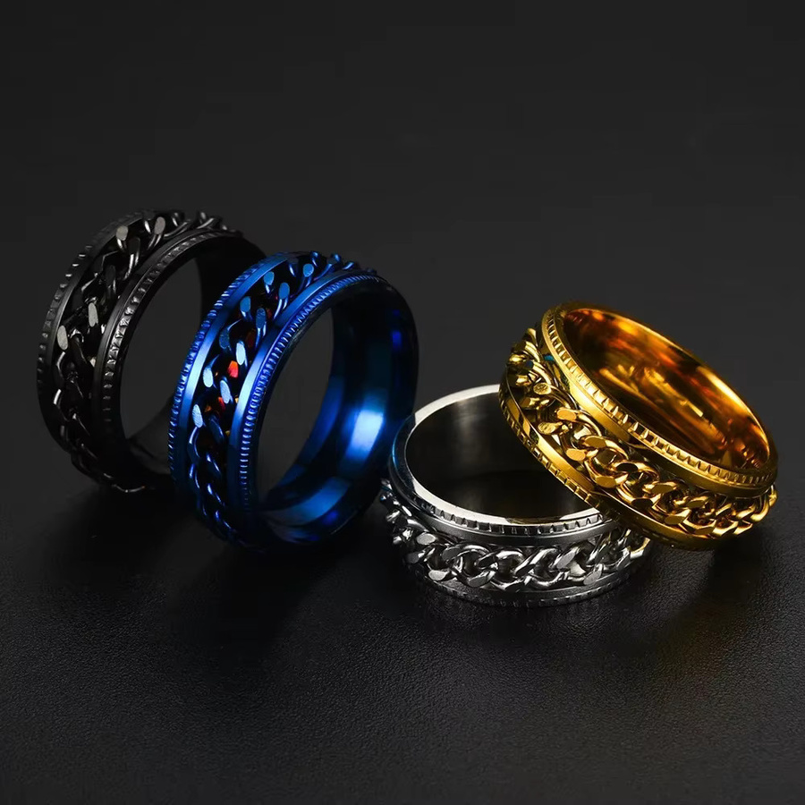 DAIPAN Ringe Edelstahl, Drehbare Kette, Unisex - Bild 2
