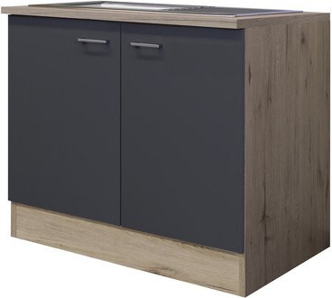 Flex-Well Spülenunterschrank Morena in San Remo Eiche und Basaltgrau matt, B/H/T: 100 x 85 x 60 cm - Bild 1