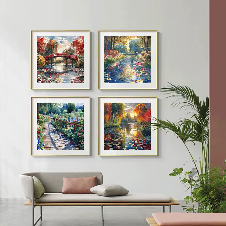 HUACAN Malen nach Zahlen, Natur, Leinwand, 4-teiliges Set - Bild 3