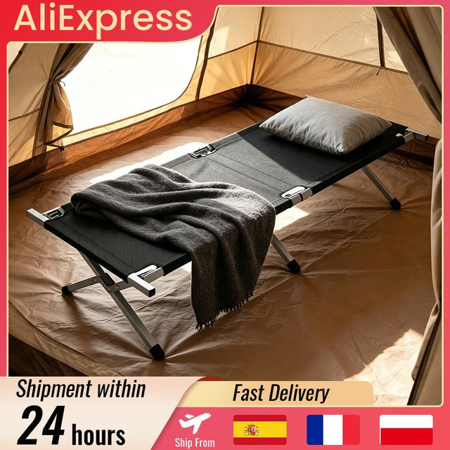 HGTUGO Oxford Campingbett, tragbares Klappbett für Erwachsene mit Tragetasche, B/T: 190 x 64 cm, Tragfähigkeit 180 kg - Bild 1