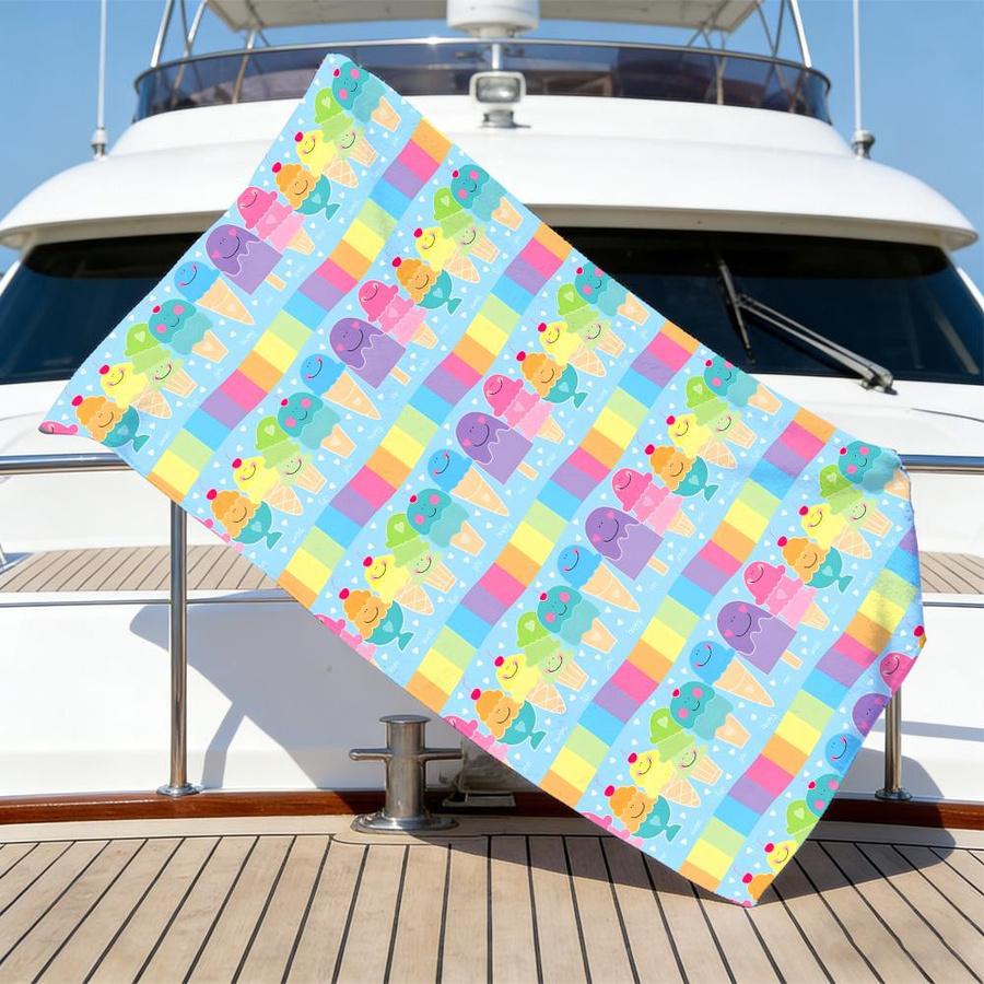 Strandtuch Regenbogen-Eis am Stiel mit Smiley-Print, schnelltrocknend und sandfrei, Breite: 40 cm, Höhe: 60 cm - Bild 2