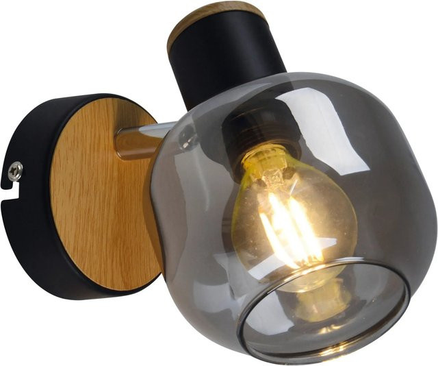 Näve Wandleuchte Fumoso in Schwarz aus Glas und Metall, B/H/T: 14 x 16 x 10 cm - Bild 1