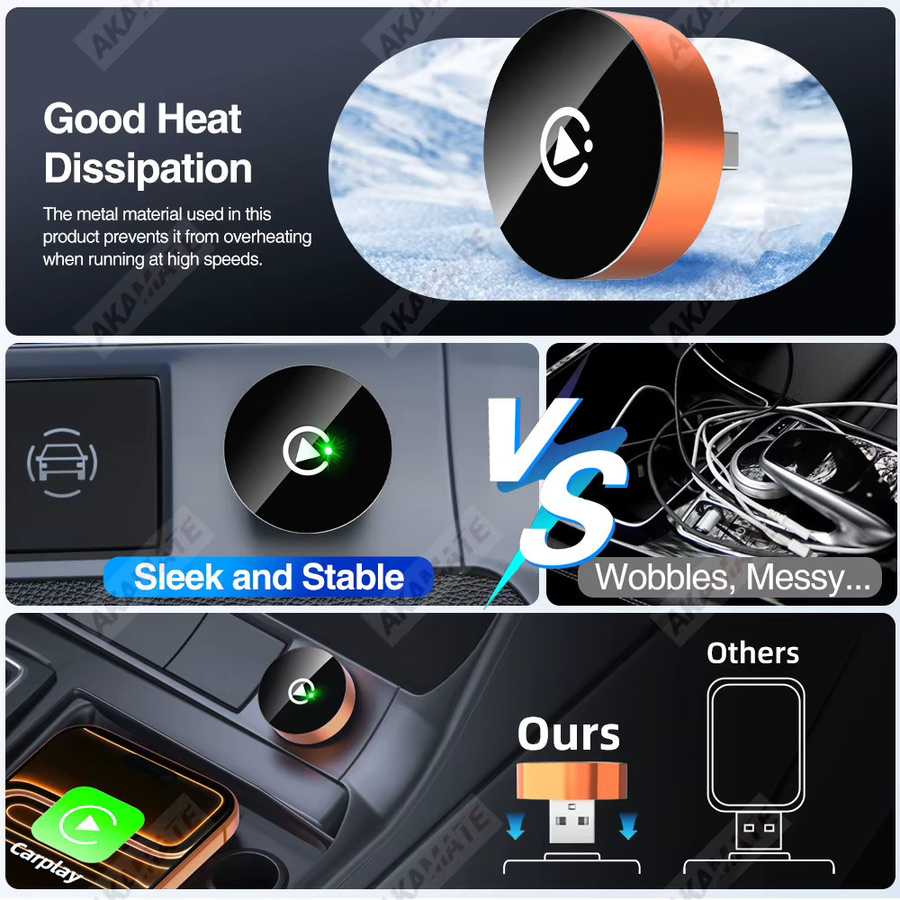 AKAMATE 2-in-1 CarPlay und Android Auto Dongle mit Bluetooth und WiFi für Honda Toyota VW Benz Nissan als Plug-and-Play Smart Box - Bild 5