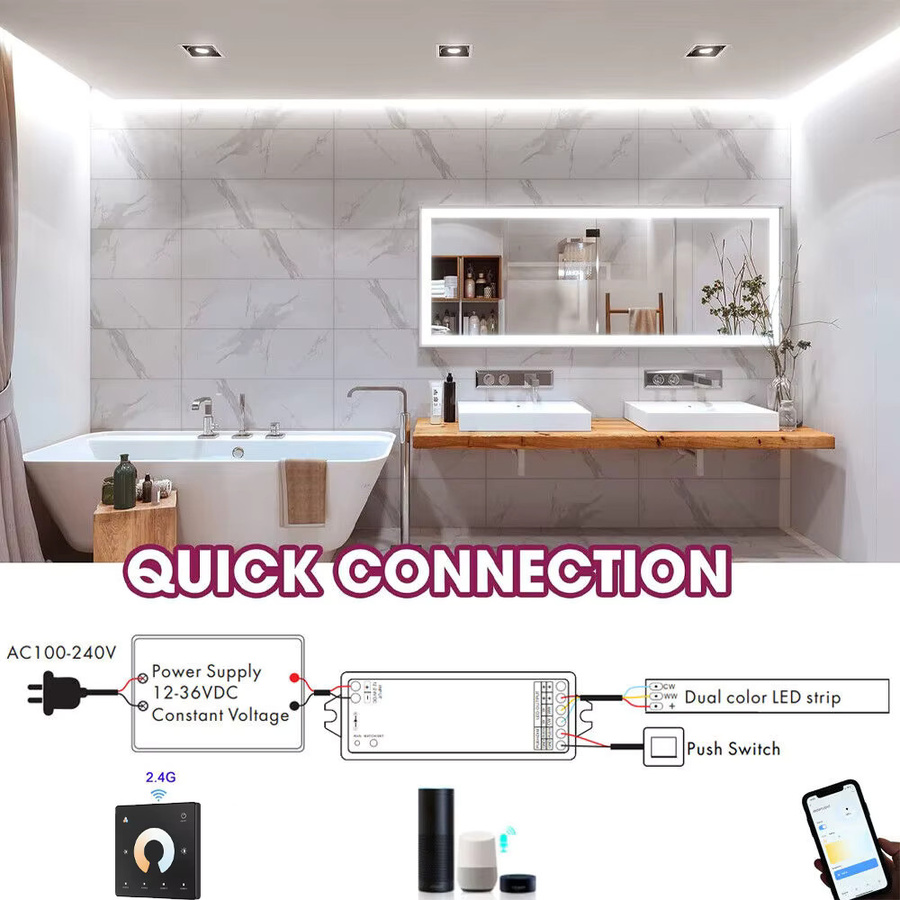 CENFAYA Zigbee Smart COB CCT LED Streifen Full Kit in Weiß mit dimmbarer Steuerung via APP, RF Touch Panel Fernbedienung und Kompatibilität für Alexa und Google Assistant - Bild 4