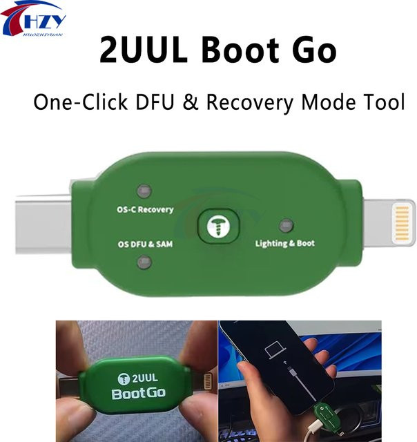 2UUL BootGo TG01 One-Click-Enter DFU-Wiederherstellungsmodus-Adapter für iPhone und iPad in Grün - Bild 1