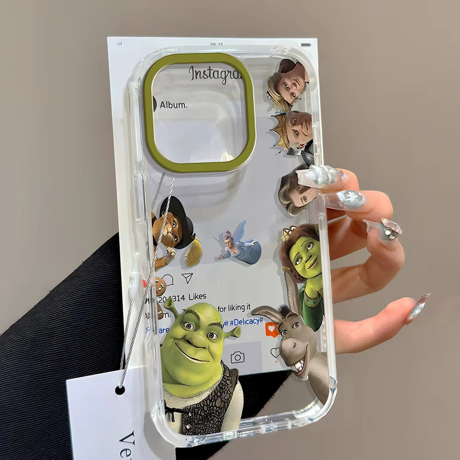 Stoßfeste Silikon Handyhülle mit Shrek Cartoon-Design von jamular, transparent, passend für iPhone 17 16 15 14 13 12 11 Pro Max Mini XS X XR 7 Plus - Bild 2
