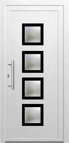 KNOCK Kunststoff-Haustür HERA in Weiß mit Glaseinsatz und Aluminium-Elementen, modern, linksanschlagend, Höhe: 200,0 cm, Breite: 100,0 cm - Bild 1