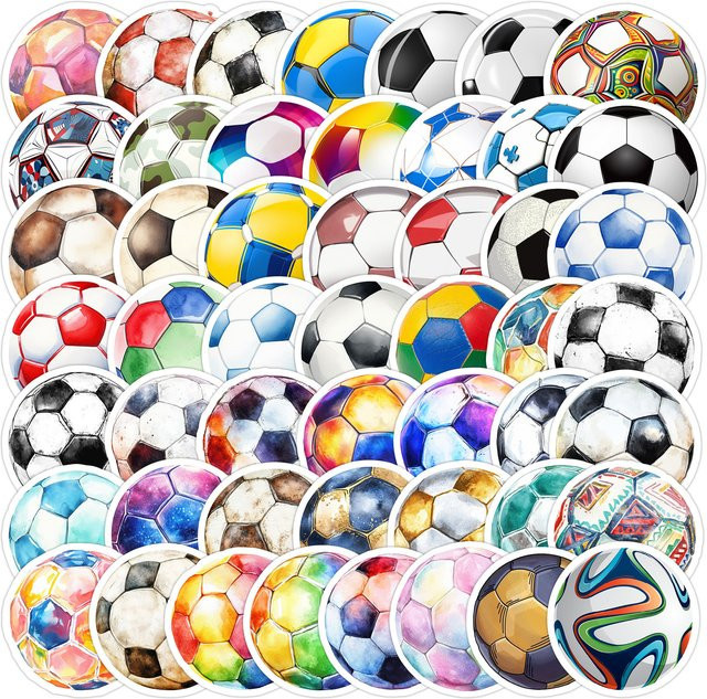 Bunte Fußball-Doodle-Aufkleber Set für DIY-Projekte in Mehrfarbig - Bild 1