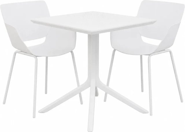 DELUKE Gartenmöbel-Set HANNA Bistroset mit Tisch und 2 Stühlen aus Kunststoff in Weiß, B/T/H: 188 x 80 x 80 cm - Bild 1