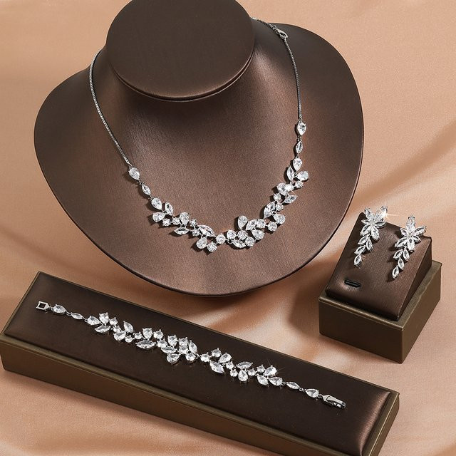 ZAKOL Schmuck-Set, Ohrringe, Armband, Halskette, Weiß, Zirkonia - Bild 1