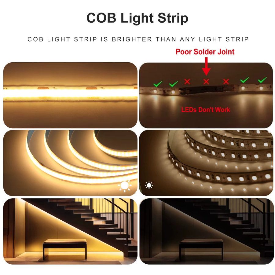GAHADA COB LED-Streifenlicht mit USB-Anschluss, dimmbar, Warmweiß, 5V - Bild 5