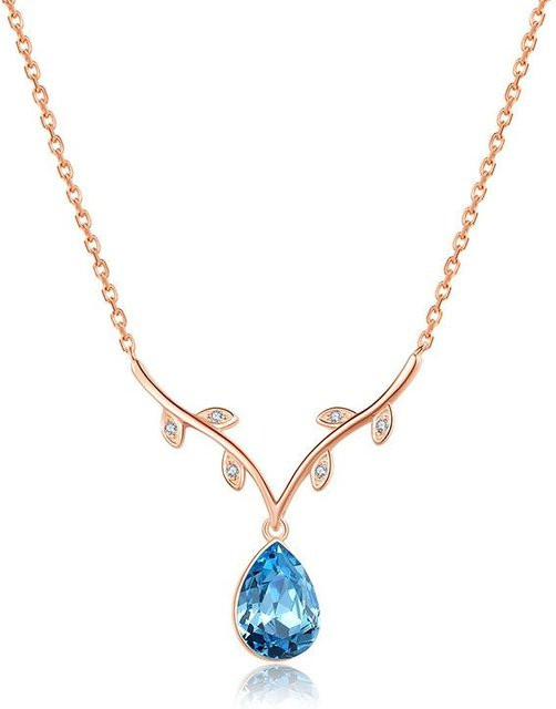 Halskette 925 Silber, Kristall Diamant, beige, Damen - Bild 1