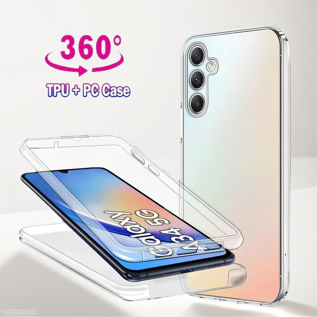 Stoßfeste 360-Vollschutz Hülle für Samsung Galaxy S24 Ultra S23 FE Plus A55 A35 A24 A14 A54 A33 A53 A73 A32 A05 in Transparent - Bild 1