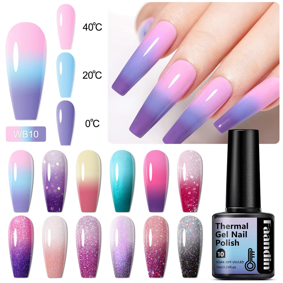 Faandin Gel-Nagellack-Set, temperaturwechselnd, 8 Stück - Bild 2