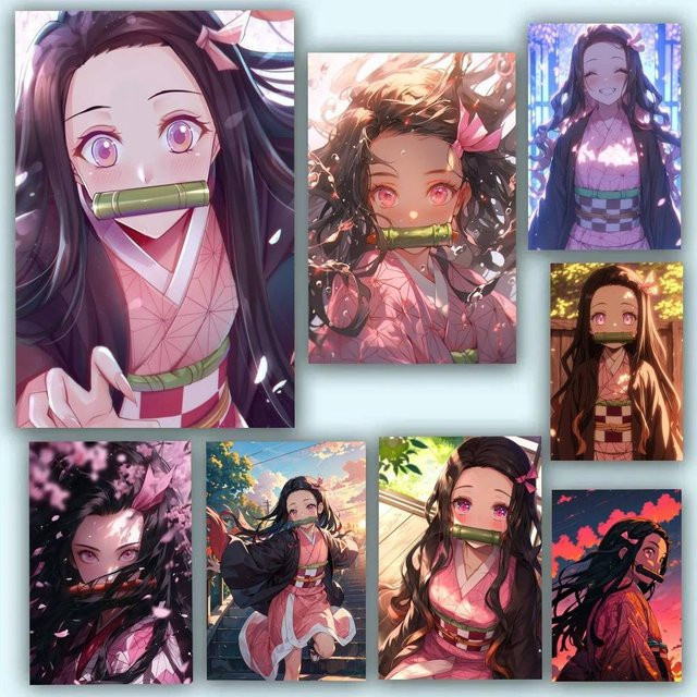 Selbstklebendes und wasserfestes N-nezuko Anime-Charaktere-Poster in Mehrfarben - Bild 1