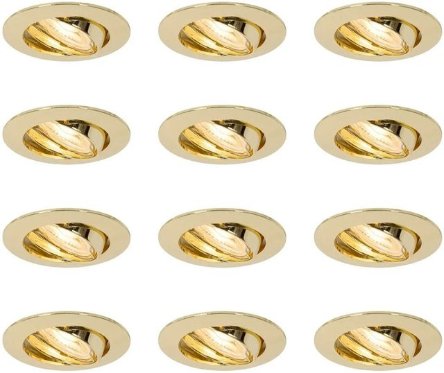 QAZQA Set mit 12 verstellbaren Einbaustrahlern GU10 in Messing Gold - Bild 1