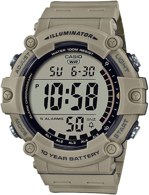 Casio Digitaluhr Vintage, Quarz, Harzarmband, Grau, Herren - Bild 1