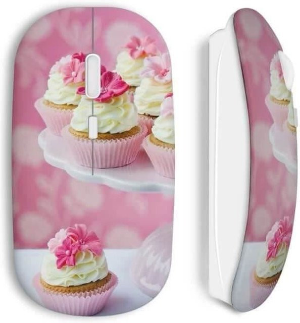 Kabellose Maus MANIACASE im Cupcake-Design, Farbe Pink, mit USB und Wi-Fi, kompatibel mit Mac und PC - Bild 1