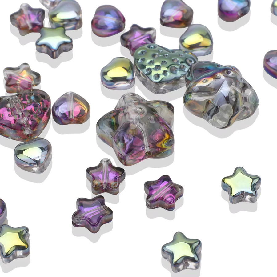 ZHUBI Perlen Herz Sterne Form Lampwork Glas, 34 Stück - Bild 2
