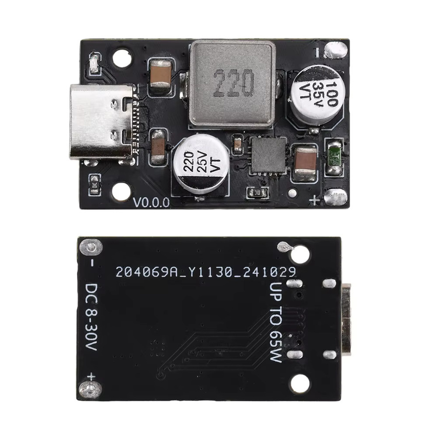PD 65W Schnelllademodul mit USB-C-Schnittstelle, unterstützt PD3.1, QC3.0, SCP und PPS, schwarze Elektronik-Steuerplatine - Bild 3