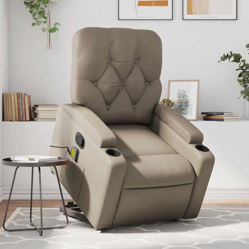 Massagesessel mit Aufstehhilfe von vidaxl in Braun/Beige aus Kunstleder - Bild 1