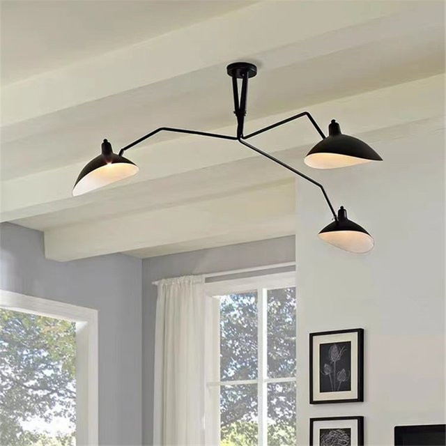Serge Mouille Deckenlampe Industrial Spider Design in Schwarz für Wohnzimmer, Küche und Restaurant - Bild 1