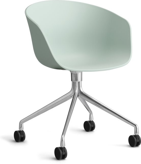 HAY About A Chair AAC 24 Schalenstuhl in Grün mit Stahlgestell und Drehfunktion - Bild 1