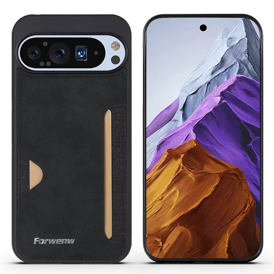 Retro Leder Handyhülle mit Kartenhalter und Brieftaschenfunktion für Google Pixel 10 Pro XL, Pixel 10 Pro, 9A und 9 Pro XL in Schwarz - Bild 3