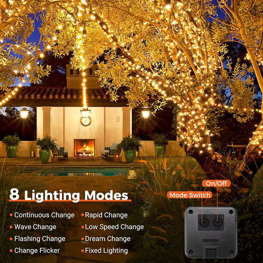 ZTree Solar-Lichterkette für den Außenbereich mit Kupferdraht, wasserdicht, 8 Modi, warmweiß - Bild 3