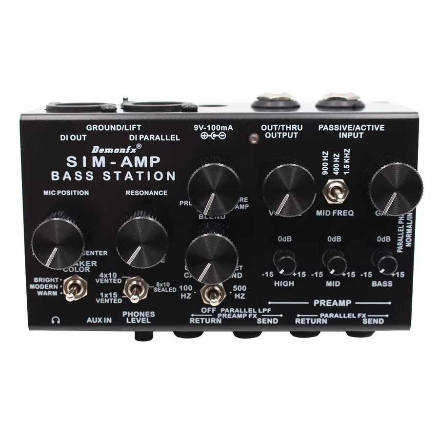 Demonfx SIM-AMP Bass Station Simplifier in Schwarz: Vorverstärker-Simulator, Power Amp SIM, Stereo Cab SIM und DI-Ausgang für E-Bass - Bild 2