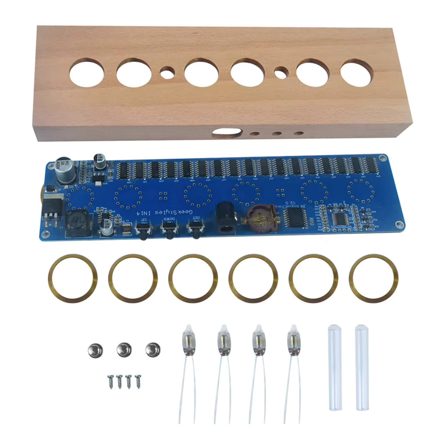 In14 Glow Tube Clock Montage Kit DIY Nixie Tube Digital LED Uhr mit Holzgehäuse im Industrial Design - Bild 4