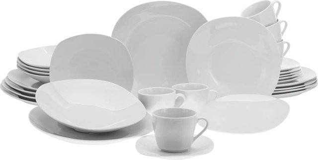 CreaTable Kombiservice Square aus weißem Porzellan, 30-teilig - Bild 1