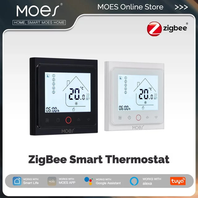 MOES Tuya ZigBee Smart Thermostat zur Raumtemperaturregelung für Wasser- und elektrische Fußbodenheizungen sowie Gaskessel, Weiß - Bild 1