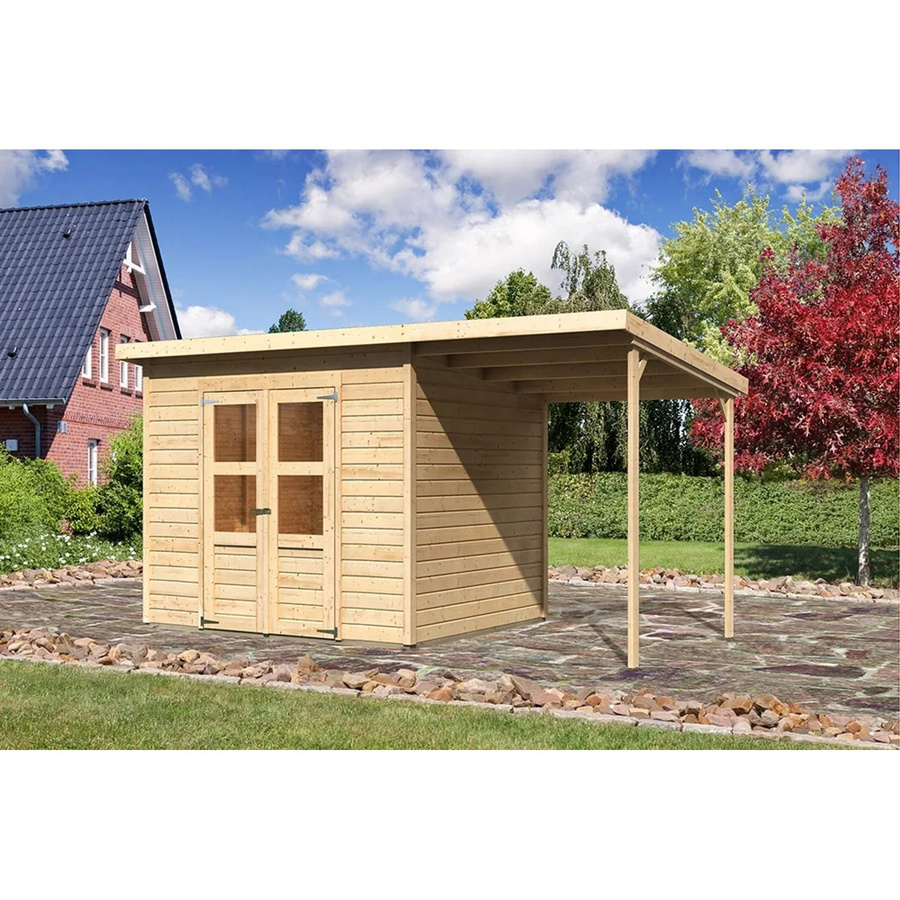 Karibu Holz-Gartenhaus Vellinge Natur Unbehandelt B: 238 cm, T: 210 cm, H: 211 cm - Bild 2