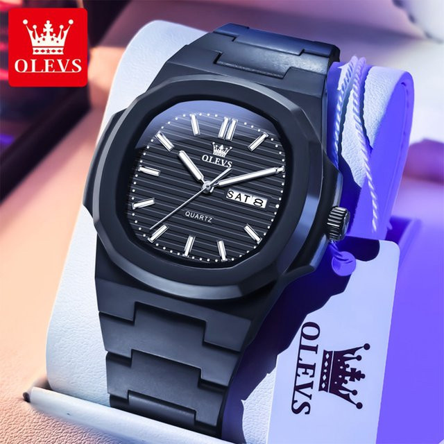 OLEVS Armbanduhr Quarz, Edelstahl, Roségold, Schwarz, Herren - Bild 1