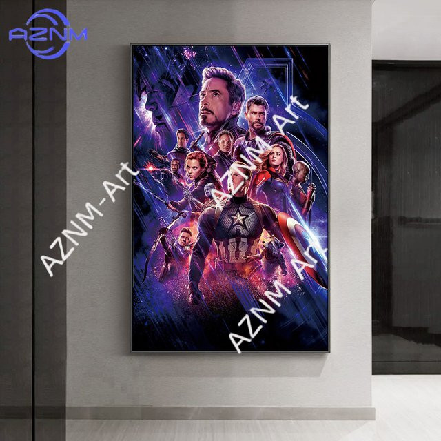 Marvel Avengers Superhelden Leinwand-Poster von KAYOU, mehrfarbige moderne Wandkunst als grafischer Druck - Bild 1