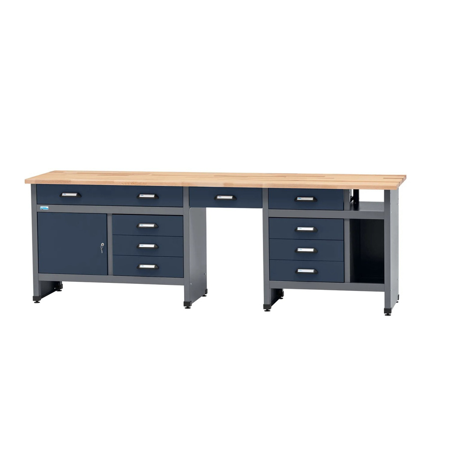 Küpper Werkbank mit 1 Tür, 9 Schubladen und Sitzraum, Dunkelblau, H x B x T: 84 x 240 x 60 cm - Bild 2