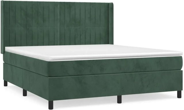 vidaXL Boxspringbett mit Matratze Dunkelgrün Samt B/T/H: 180 x 200 x 183 cm - Bild 1