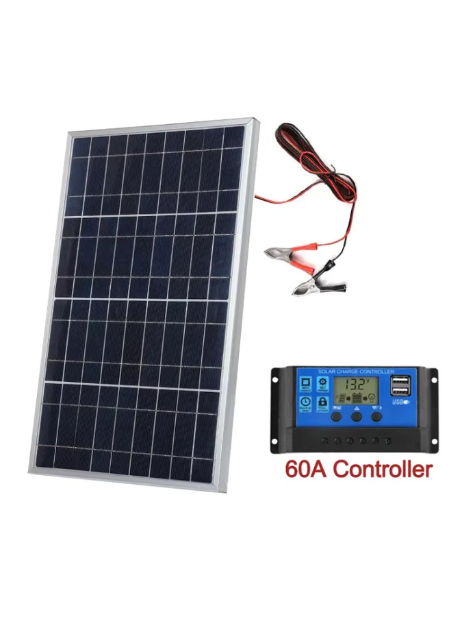 Tragbares Solar Ladegerät Set 18V 20W mit Controller und Krokodilklemmen für Outdoor und Haushalt - Bild 4