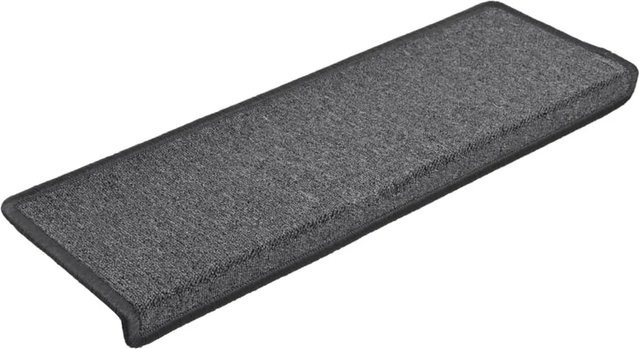 VidaXL Teppich-Treppenstufen 15 Stück Dunkelgrau, selbstklebend und rutschfest, B: 65 cm, T: 21 cm, H: 4 cm - Bild 1