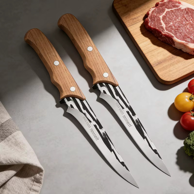 WXCOO Professionelles Ausbeinmesser aus handgeschmiedetem Stahl mit ergonomischem Holzgriff für Fleisch, Obst und Gemüse - Bild 4
