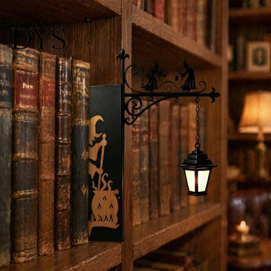 Multifunktionale Buchstützenleuchte in Retro-Optik aus Metall, Dekorative Bibliothekslaterne für die Leseecke, Schwarz - Bild 2