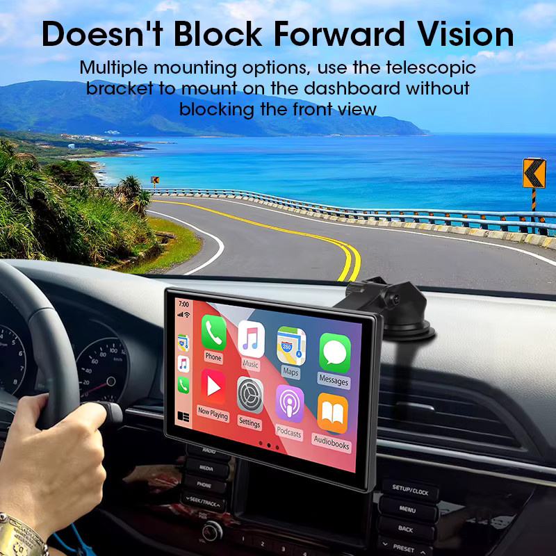 Srnubi 7/10 Zoll Carplay Smart Screen Wireless Multimedia Player mit Android Auto und AUX in Schwarz - Bild 4