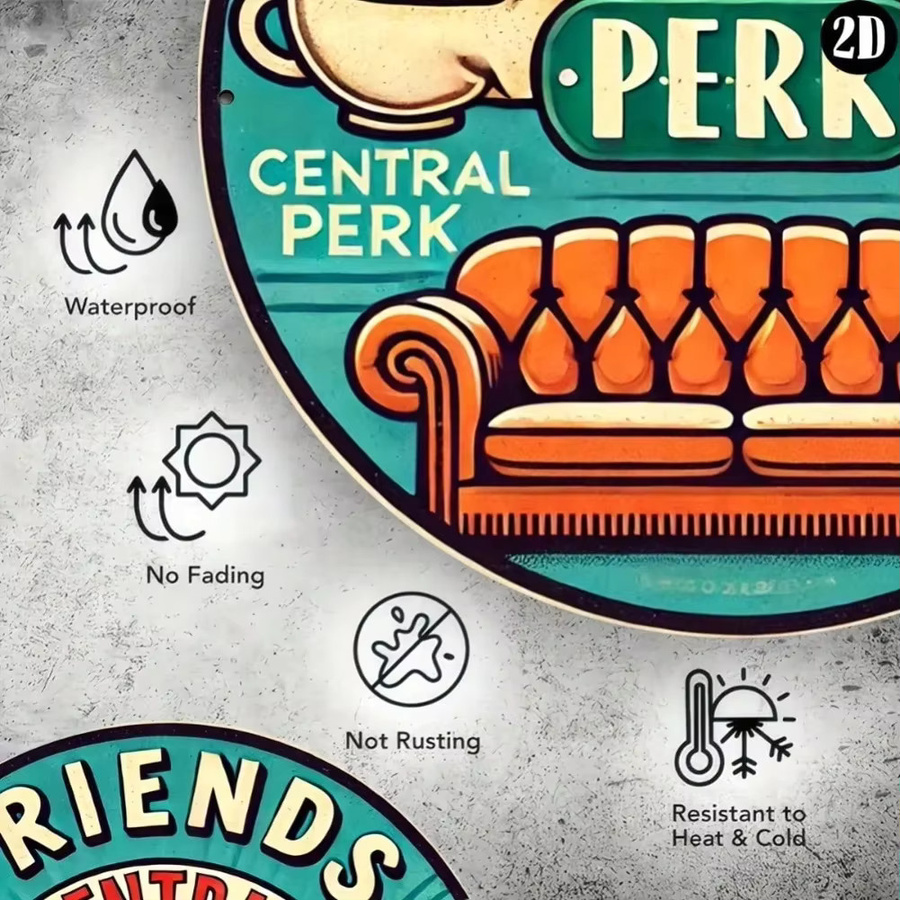 CIFBUY Friends Central Perk Metall-Wandkunstschild zur Wandmontage - Bild 3