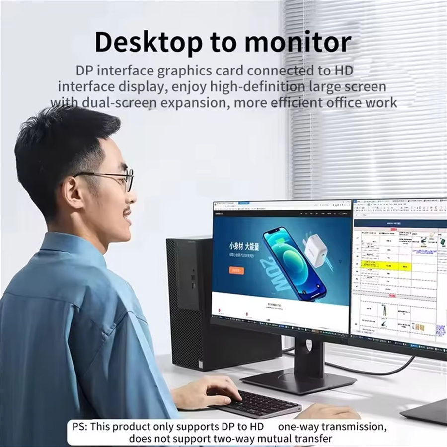 Connecto DisplayPort zu HDMI Adapter Konverter, 1,8 m, Schwarz, 4K/2K/1080P Full HD - Bild 3