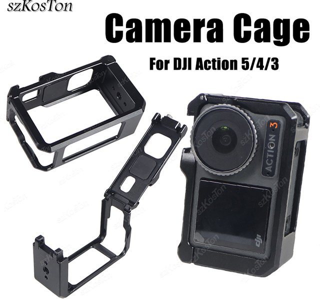 DJI Action 5/4/3 Metallkäfig aus Aluminiumlegierung in Schwarz mit Schnellverschluss-Halterung und Kaltschuh für vollständigen Schutz deiner Action Camera - Bild 1