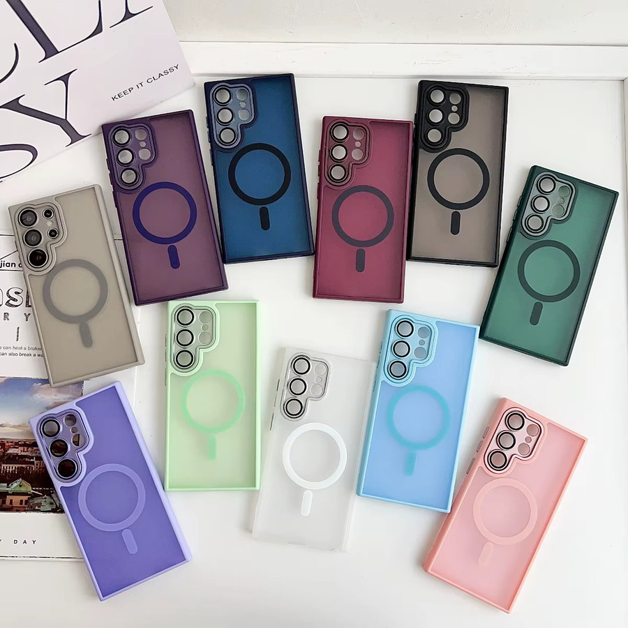 Magnetische Handyhülle mit transparenter Linse für Samsung Galaxy S26 S25 S24 S23 S22 A37 A57 A17 A56 A36 A26 A16 A06 in Lila und Transparent - Bild 2