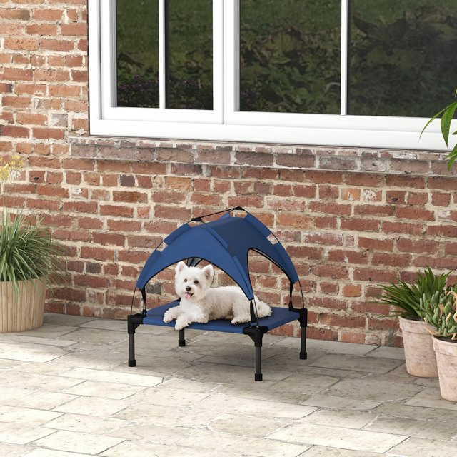 PawHut Erhöhtes Hundebett mit Baldachin und Dach in Hellgrau - Bild 1