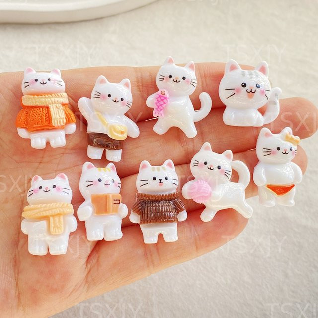 10 Stück bunte Cartoon 3D Tierkätzchen Cabochon Steine aus Resin für Scrapbooking und DIY-Dekoration von TSXJY in Multicolor - Bild 1