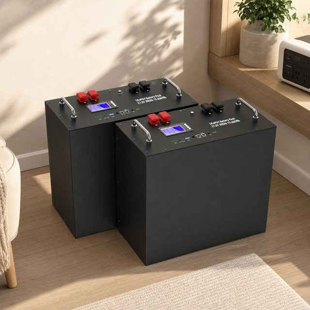 CERRNSS LiFePO4 Lithium-Batterie für Heimsolaranlagen und Heimenergiespeicher, 48V 300Ah 15kWh, Schwarz - Bild 1